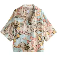 Next Bluse lyseblå / lemon / mørkegrøn / rosé