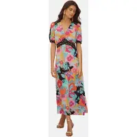 Love & roses Kjole aqua / orange / lys pink / sort