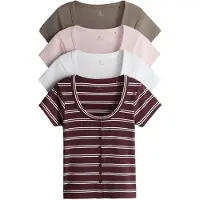The Set Cardigan mørkebeige / lyserød / burgunder / hvid