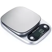 INF 5 kg/0,1 g digital køkkenvægt i sølv - præcis måling med LCD-display