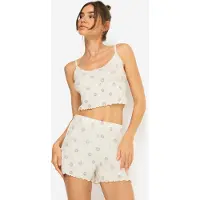 LASCANA Shorty ecru / blå / rød