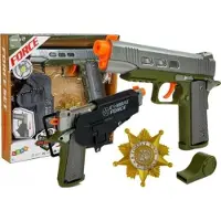 Lean Sport sæt: pistol 20 cm med emblemaffald/fløjte/hylster