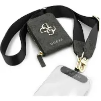 GUESS 4G Metal Logo Universal Crossbody-telefonrem med tilbehørslomme - Sort