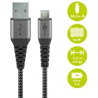 Goobay MicroUSB / USB-A-kabel - 0.5m - Space Grå / Sølv