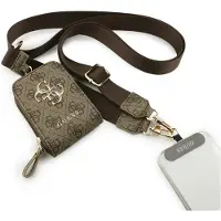 GUESS 4G Metal Logo Universal Crossbody-telefonrem med tilbehørslomme - Brun