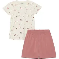 Minymo Nattøj - 2-delt - Viskose - Peach Whip m. Blomster - - 6 år (116) - Nattøj 2-delt
