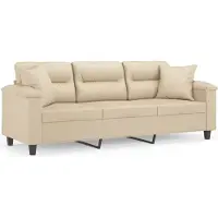 vidaXL 2-Personers Sofa Med Puder Mikrofiberstof - 180 cm / Creme
