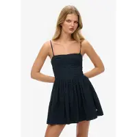 Superdry Superdrytil kvinder. W8012023A Broderie Cami Minikjole navy (L), Casual, Bomuld, Uden ærmer/stropper, Blå