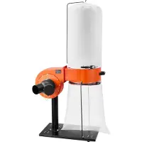 Vevor støvopsamler, 800 CFM 2,5 mikron vortexkeglestøvopsamler, 1 hk savsmuldsopsamlingssystem med 60 liter støvopsamlingspose, filterpose og hjul, 2800 o/min høj hastighed, til træbearbejdning