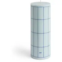 HAY Column Candle bloklys large 25 cm Light blue-blue grid check