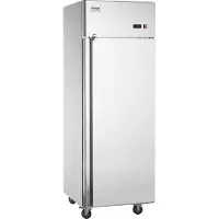 Vevor Kommercielt køleskab 20,12 cu.ft, Reach-in opretstående køleskab med enkelt dør, automatisk optøning, Reach-in køleskab i rustfrit stål med 3 hylder, temperaturkontrol fra 28,4 til 46,4°F og 4 h