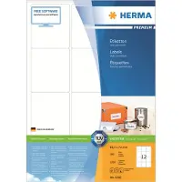 Herma Premium - Papir - mat - permanent selvklæbende - hvid - 63.5 x 72 mm 1200 etikette(r) (100 ark x 12) laminerede etiketter