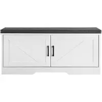Vevor Skoopbevaringsbænk, 1000 x 355 x 460 mm Skoarrangør med polstret sædehynde, Entrebænk med 2 låger og højdejusterbar hylde, til entré, stue, soveværelse, hvid + sort