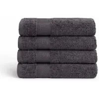 Borg Living Egyptisk bomulds håndklæde - 100% egyptisk bomuld - Badehåndklæde 70x140 cm - Orkidé - Antracit grå
