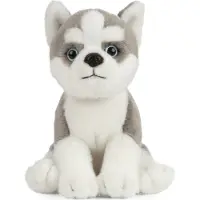 Living Nature Bamse - 17x7 cm - Husky Hundehvalp - Grå/Hvid - - OneSize - Bamse