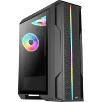 Aerocool Splinter Duo - Mid tower - ATX - sidepanel med vindue (hærdet glas) - sort - USB/Lyd