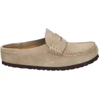 Birkenstock Birkenstocktil kvinder. 1029710 Læder Naples Wrapped træsko (smal pasform) taupe (36), Fast, Ingen, Casual, Gråt