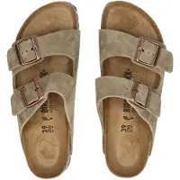 Birkenstock Birkenstocktil kvinder. 51463 Læder Arizona Leve sandaler (smal pasform) taupe (37), Fast, Ruskind, Ingen, Casual, Gråt