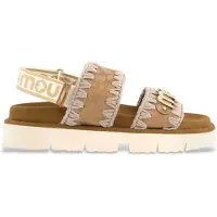 Mou Moutil kvinder. MU.SW461001C Brune sandaler med Bio-logo (38), 1-3 cm, Ruskind, Ingen, Casual