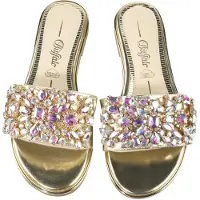 Buffalo Pantoletter 'Kira' lyseblå / guld / pink