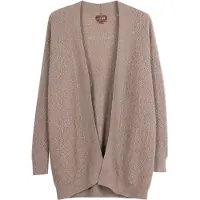 GOBI Cashmere Cardigan 'Ajour Knit Open-Front Cashmere Cardigan' taupe