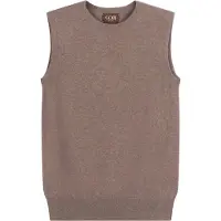 GOBI Cashmere Strikvest 'Women's Timeless Cashmere Crewneck Vest' taupe