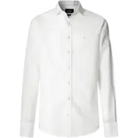 Hackett Londontil mænd. HM3010660 Hvid hørskjorte (S), Casual, Linned, Klassisk, Lange ærmer