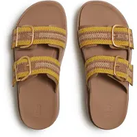 FitFlop Fitfloptil kvinder. A3E-E13 Sandaler Gen-FF Max Buckle Stripe-Webbing Two-Bar Slides beige (40), Stof, 1-3 cm, Ingen, Casual
