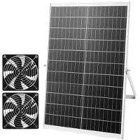 Vevor soldrevet ventilator, 30W solpanel med 2 ventilatorer, justerbar solpanelvinkel, 2668 o/min højhastighed, fleksibel installation, hurtig luftudskiftning til drivhus, dyrkningstelte, hønsehuse, o