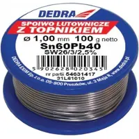 Dedra loddetin med flusmiddel Pb60Sn40 1 mm 100 g på spole - 31L61010