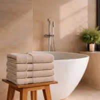 ByBorg Bambus håndklæde - 50x100 cm - Bambus/bomuld - Sand