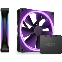 NZXT F140 RGB DUO 2-pack & RGB Controller - Black - Kabinet køler - 140mm - Sort med RGB LED lys - 36 dBA
