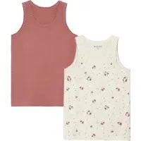 Minymo Undertrøje - 2-pak - Viskose - Peach Whip m. Blomster - - 9 år (134) - Undertrøje
