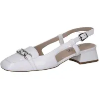 Caprice sling pumps, white, made of Leather with Trapeze heel, Size 39