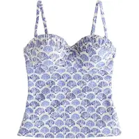 Next Tankini-overdel creme / blå / mørkeblå