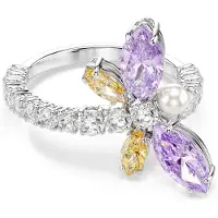 Swarovski Ring gul / lilla / sølv / transparent