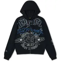 Ed Hardy Sweatjakke 'Gothic Roses' blå / sort / hvid