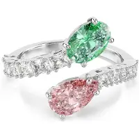 Swarovski Ring grøn / lyserød / sølv