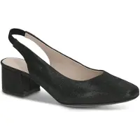 Caprice sling pumps, black, made of Leather with Trapeze heel, Size 36