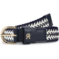 Tommy Hilfiger Bælte 'Essential TH Monogram Braided Elastic' navy / offwhite