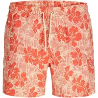 Jack & Jones Badeshorts 'JPSTMAUI FLOWER' creme / hummer