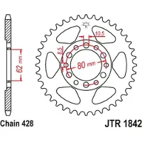 JT Sprockets 428 Jtr1842.47 Steel Bagtandhjul