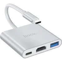 Hoco HUB HB14 USB-C adapter (USB3.0 til Type C + HDMI + Power Delivery PD67W)