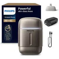 Philips Shaver 700 Series S791/06 Kompakt elektrisk shaver til våd og tør barbering, Rotations shaver, Guld, Dual SteelPrecision blades Lift & Cut technology, Batteri, Indbygget batteri, 60 min.