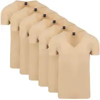 Suitable Vitaru usynlig T-shirt med dyb V-hals beige 6-pak Beige måle