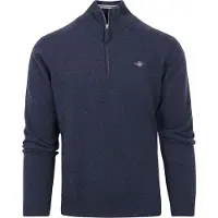 Gant Ganttil mænd. 87213 Meget fin fåreuldstrøje med marineblå halv lynlås (3XL), Casual, Bomuld