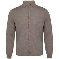 R2 Amsterdam Strikket Pullover Skjorte Merino Beige Taupe Brun måle