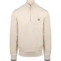 Fred perry Half Zip Trøje Melange Off-white Beige måle
