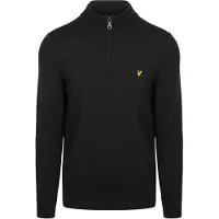 Lyle & Scott Halv lynlås pullover i sort merinould Sort måle
