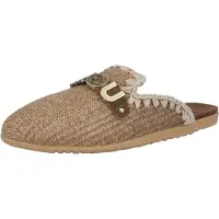 Mou Moutil kvinder. MU.SW731011K Ballerinasko i brun raffia med åben hæl (36), Fast, Ingen, Casual, Bast